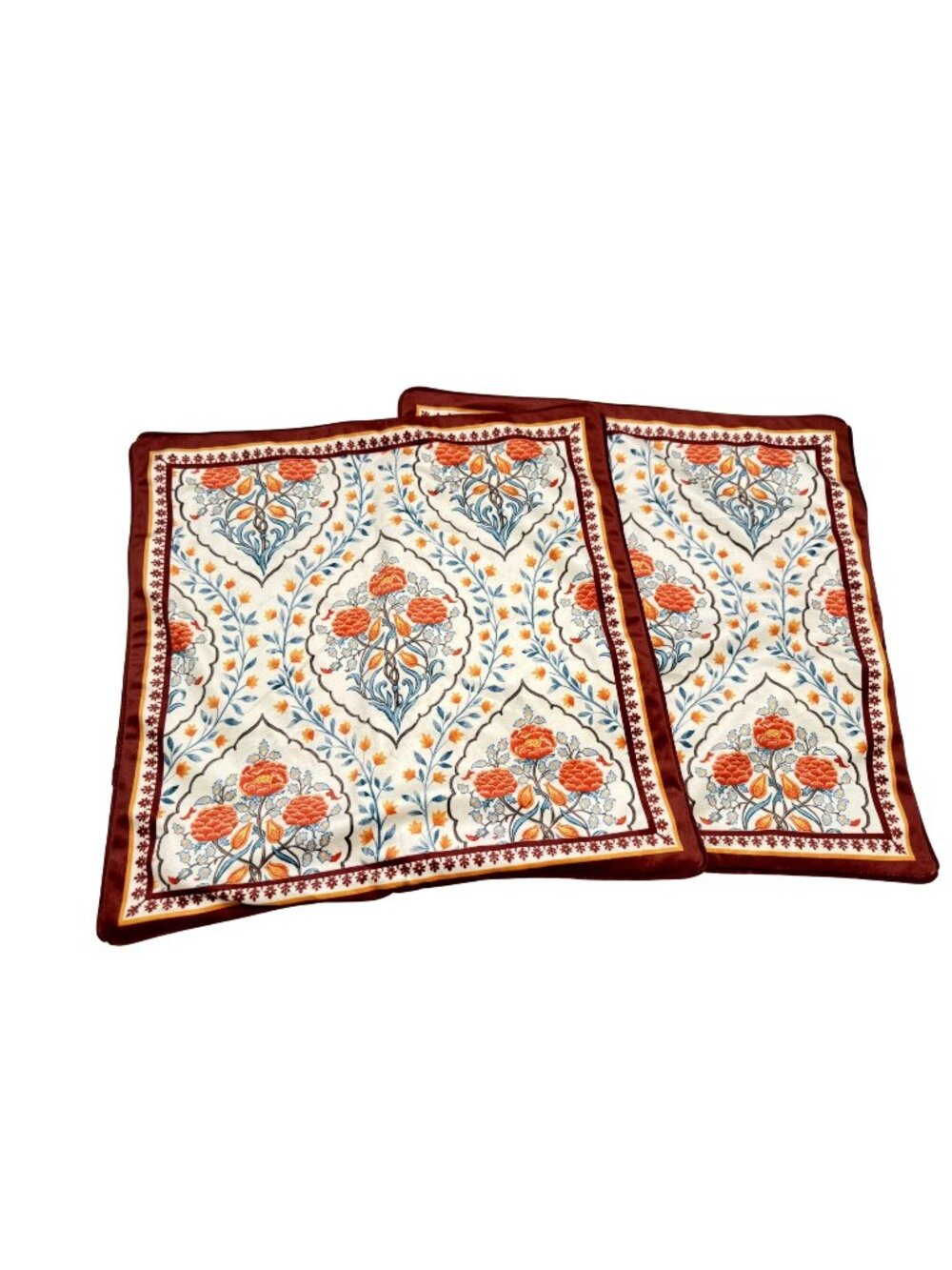 Patdrea Bolster 18" x 18" Velvet Floral Copper Orange Pillow Covers Set of 2